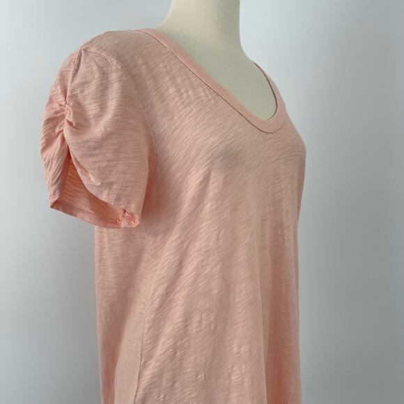 WILT Cotton Ruched Sleeve Trapeze Tee Dress Light Peach M - Picture 4 of 10
